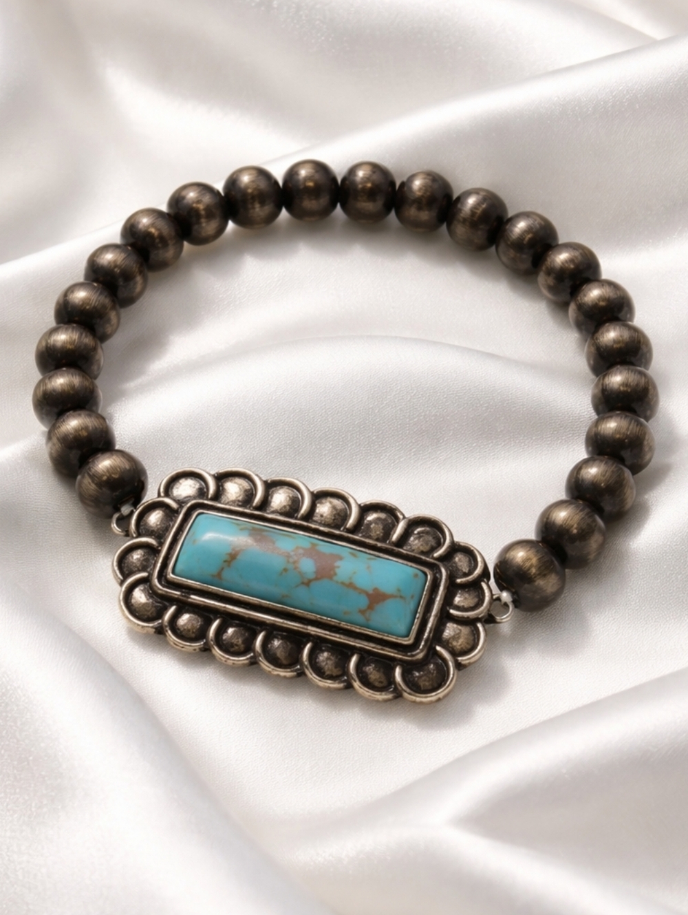 Marvel Stretch Western Turquoise Navajo Bead Bracelet New